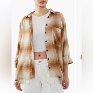BDG Urban Outfitters Brendon Plaid High-Low Hem Button Up